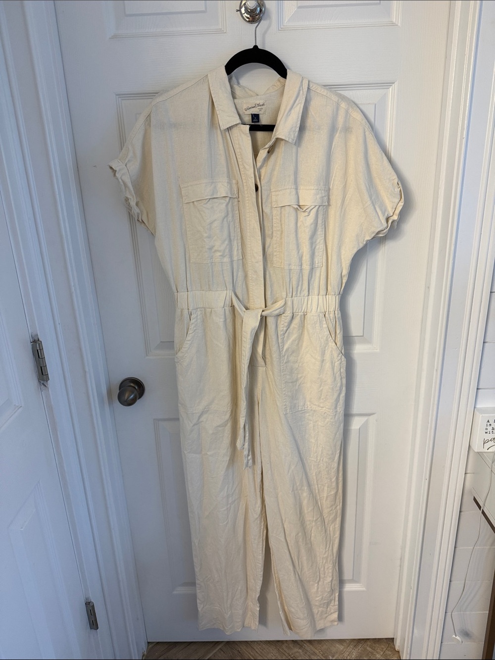 Women's Short Sleeve Button-Front Boilersuit
- Universal Thread™ Cream size 10